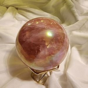 Aura rose quartz sphere